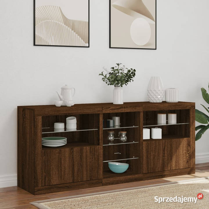 Szafka z oświetleniem LED brązowy dąb 162x37x67 Warszawa