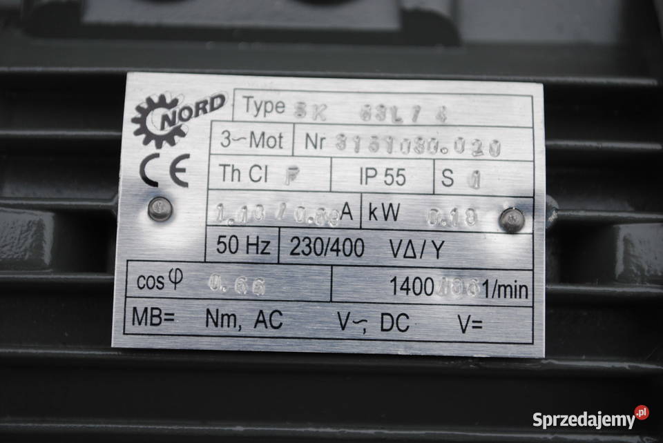 Motoreduktor kołnierzowy 018kw 86obr NORD Kargowa