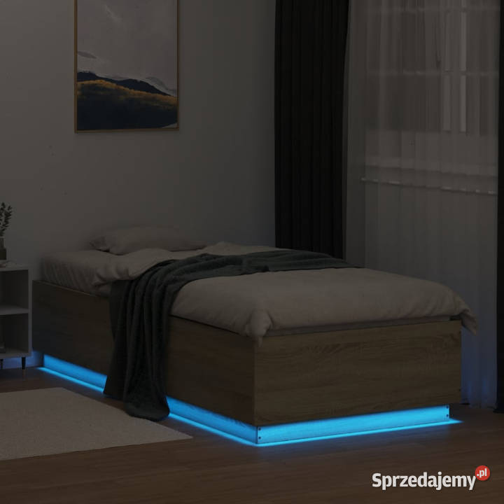 Rama łóżka z LED dąb sonoma 100x200 WM3209627 40cm mazowieckie Warszawa sprzedam