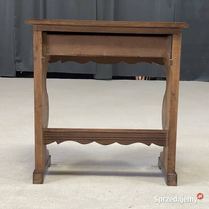 Rzeźbiona dębowa konsola z szufladą szafka Budno