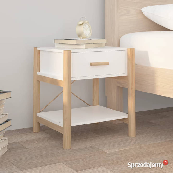 Szafki nocne 2 białe 42x38x45 materiał Warszawa