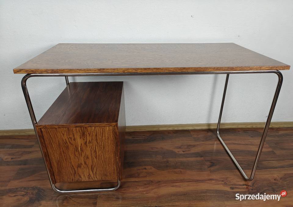 BIURKO Chrom Dąb ciemny brąz Bauhaus Art Deco Warszawa
