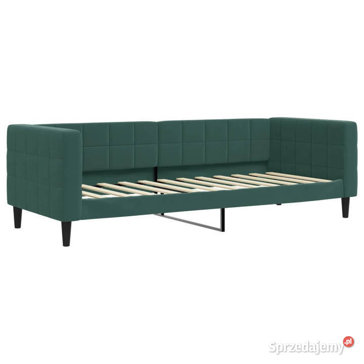 Sofa z funkcją spania ciemnozielona aksamitna 68cm