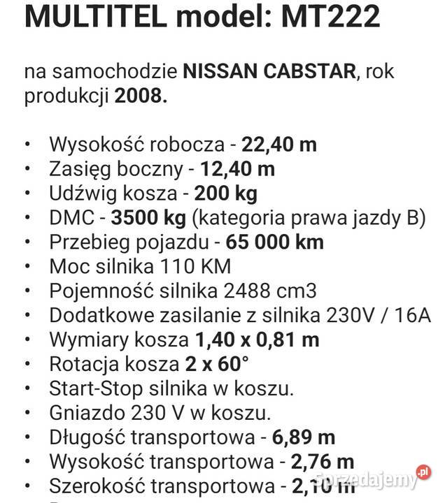 Multitel mt222 zamiana Rok produkcji 2009 Duninowo