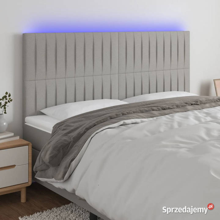 Zagłówek do łóżka z LED jasnoszary 200x5x118128 Warszawa