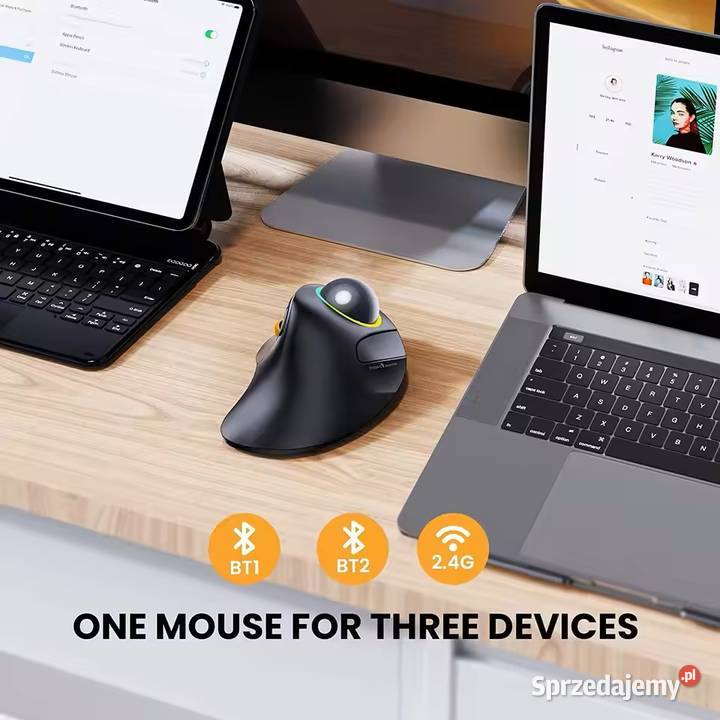 Trackball ergonomiczny bezprzewodowy 24G 2x czarny Myślenice