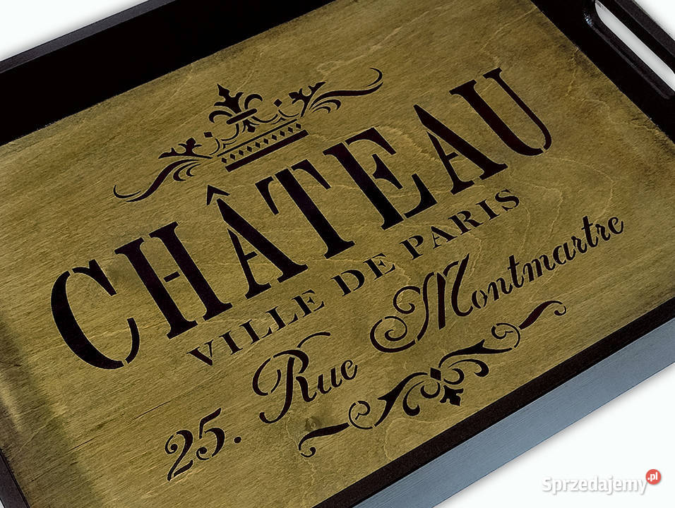 duża TACA drewniana CHATEAU Ville de Paris 40x30 Bydgoszcz