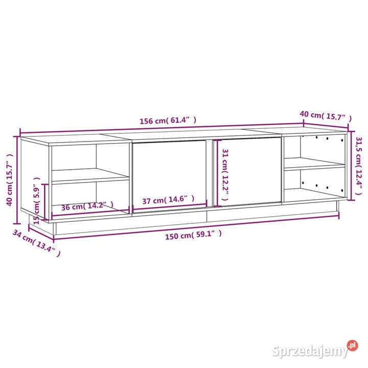 Szafka pod TV miodowy brąz 156x40x40 lite drewno Meble Warszawa