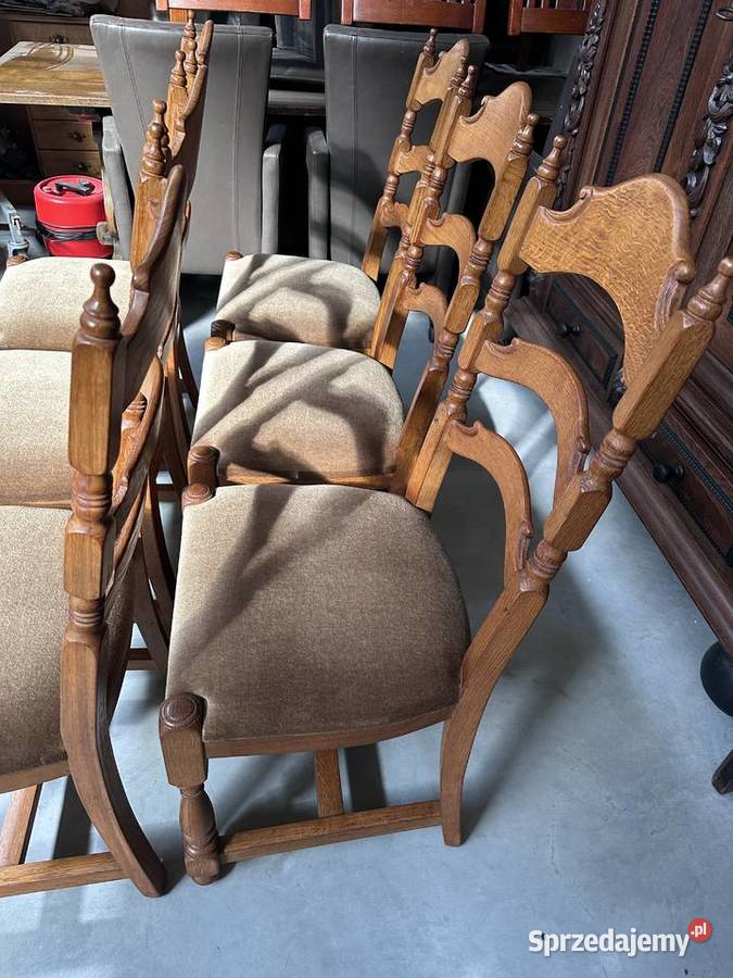 Masywne ciężkie dębowe krzesła Sławoszewek