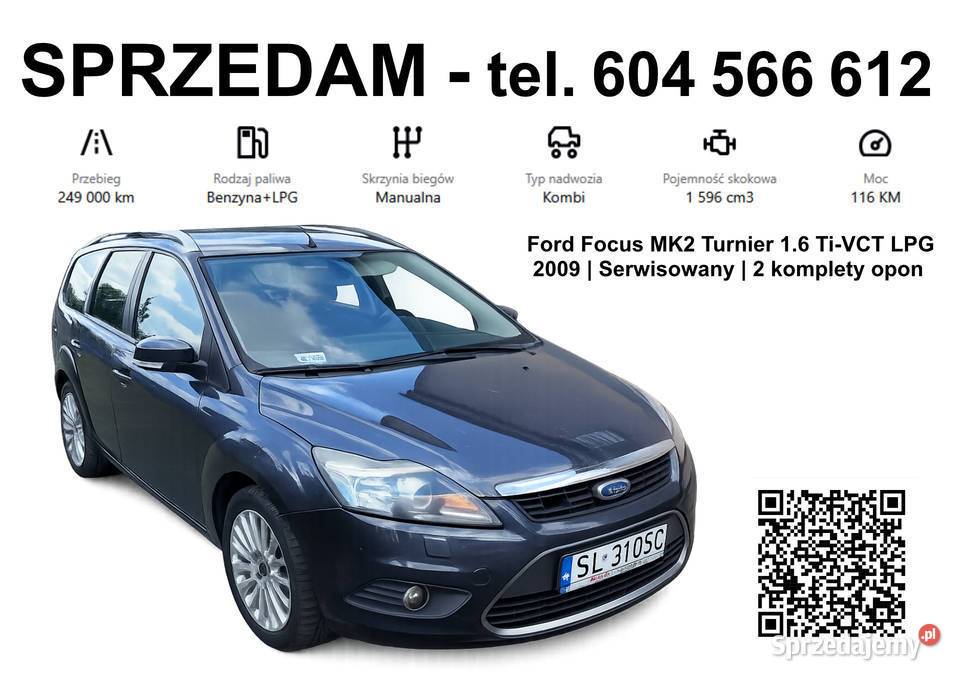 Ford Focus MK2 Turnier 16 TiVCT LPG 2009 benzyna+LPG