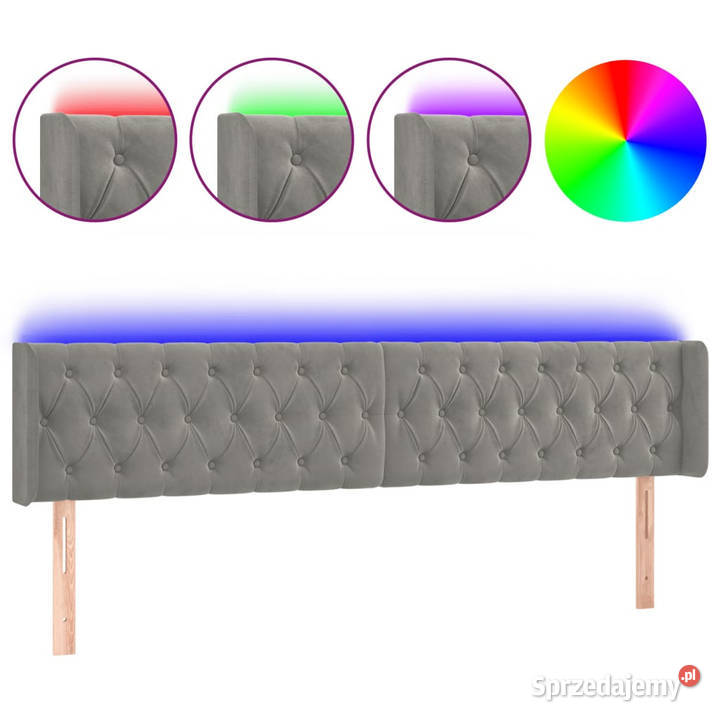 Zagłówek do łóżka z LED jasnoszary 183x16x7888 Warszawa