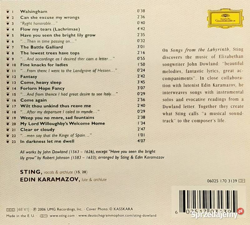 Wspaniały Album CD Sting Songs From The Katowice