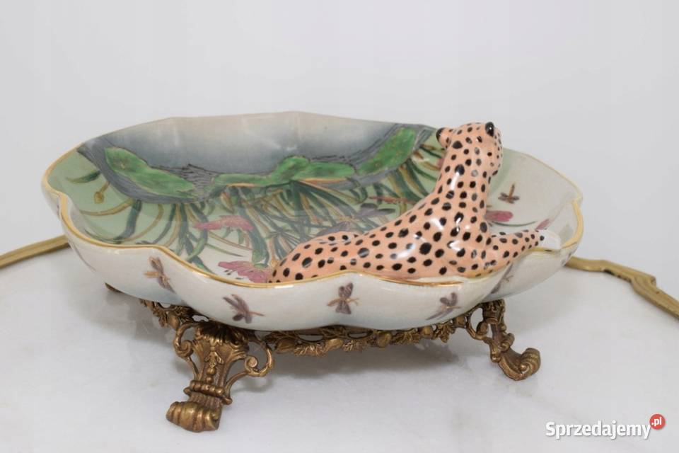Porcelanowa Patera z Tygrysem Porcelana Brąz Kraków sprzedam