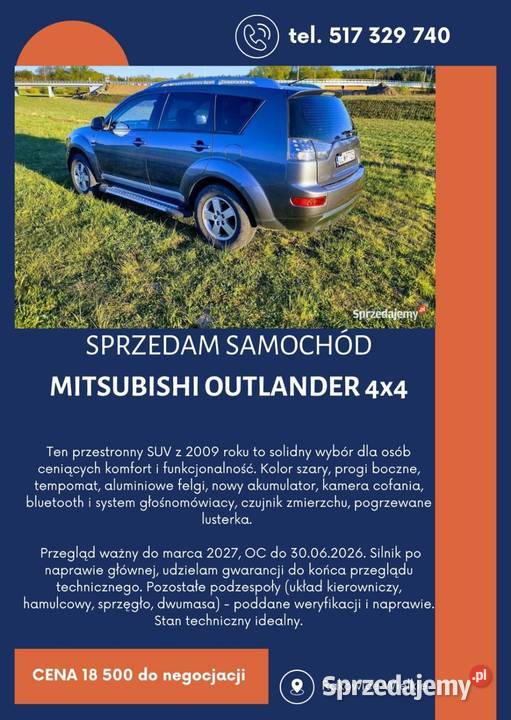 Mitsubishi Outlander elektryczne szyby Bolesławiec sprzedam