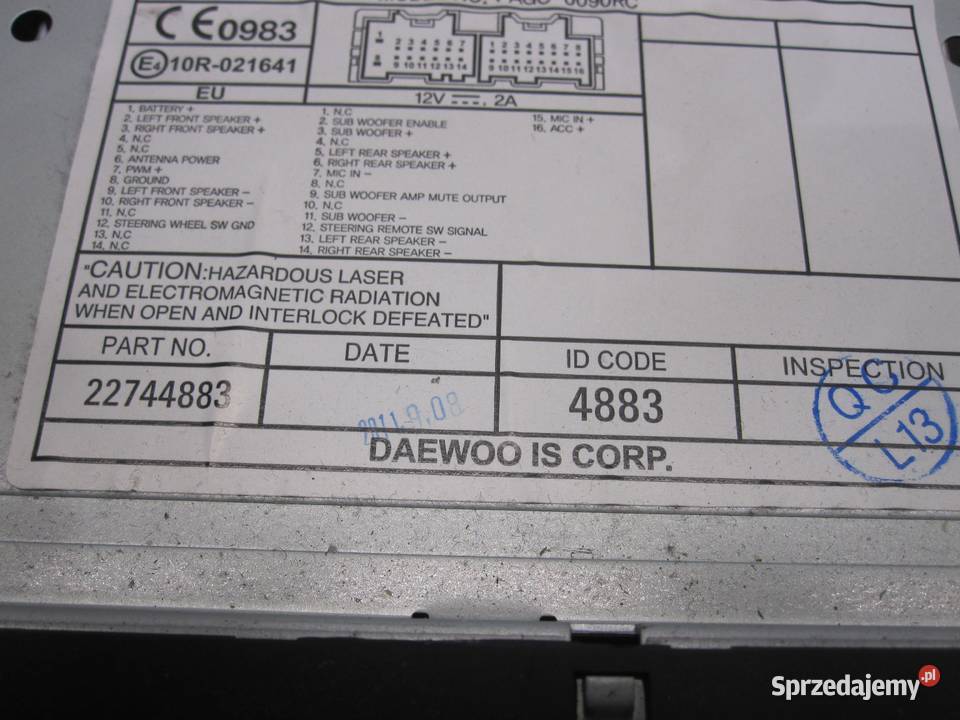 CHEVROLET CAPTIVA LIFT 11r radio CD 22744883