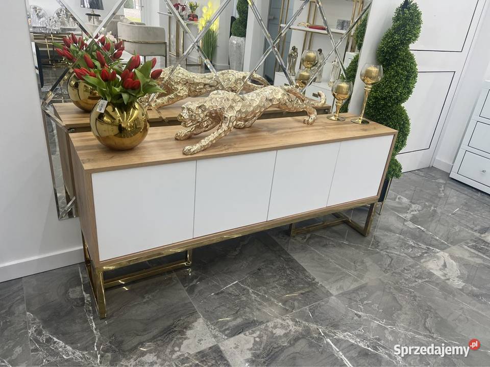 Nowoczesna biała złota komoda Glamour Premium małopolskie Nowy Sącz