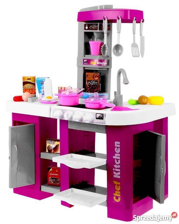 DUŻA KUCHNIA DZIECI KUCHENKA NACZYNIA KRAN różowy