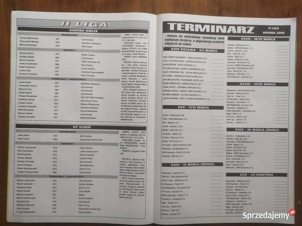 Skarb kibica I II liga polska wiosna 2000 Łódź