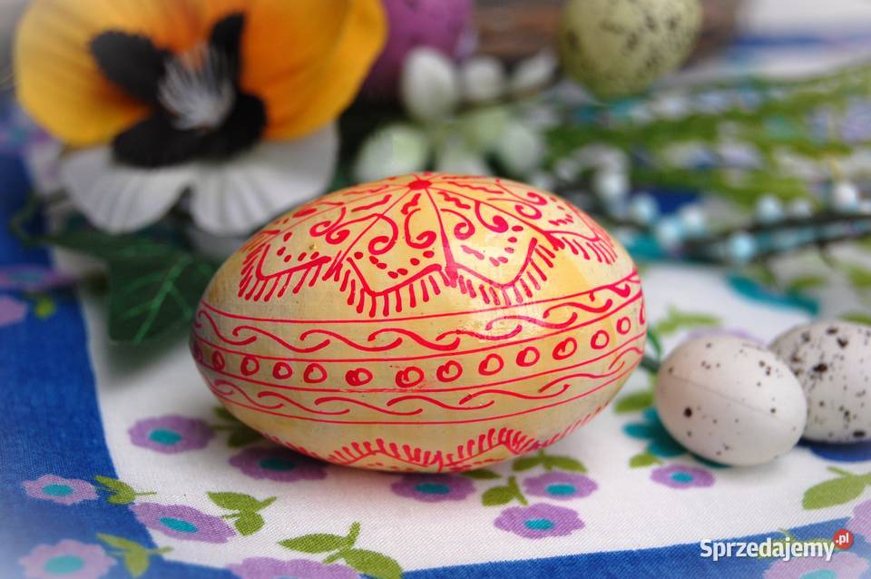 Stara pisanka drewniana ręcznie malowana Ukraina lubelskie
