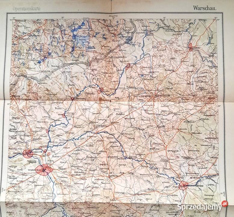 Stara Niemiecka Mapa Warszawa Warschau Antykwariat Antykwariat Gliwice