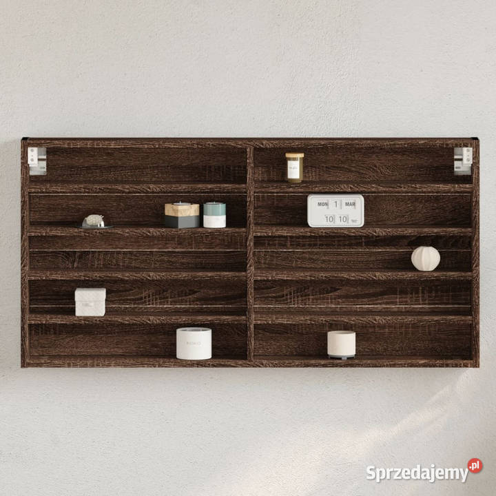 Witryna brązowy dąb 100x85x50 materiał Meble