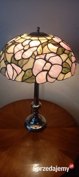 Piękna lampa z chromowanego mosiądzu klosz Skierniewice