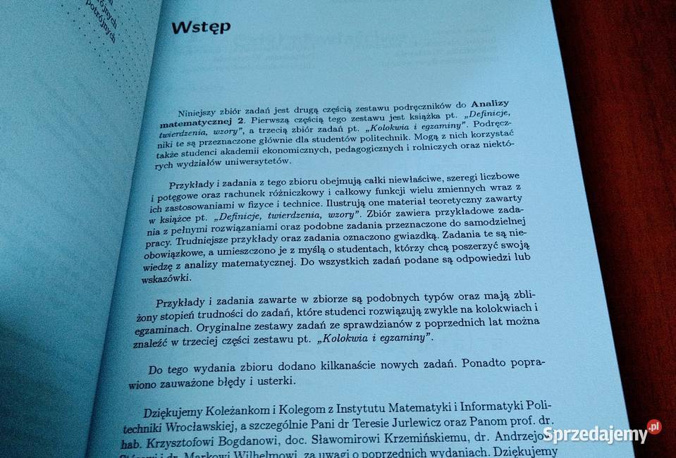Analiza matematyczna 2 przykłady i zadania Gdańsk