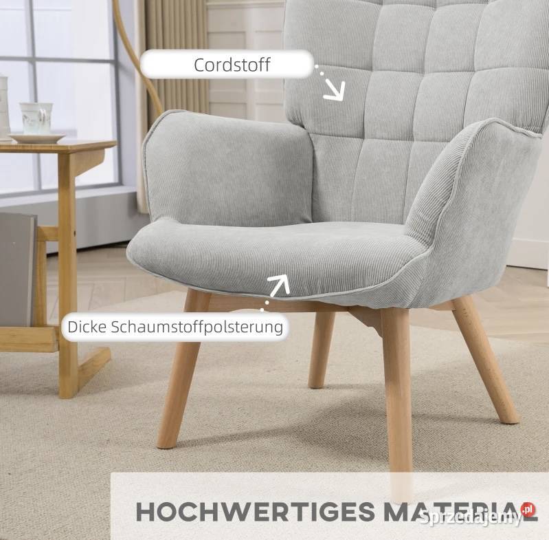 Fotel akcentowy w stylu skandynawskim Szary Nowy Sącz sprzedam