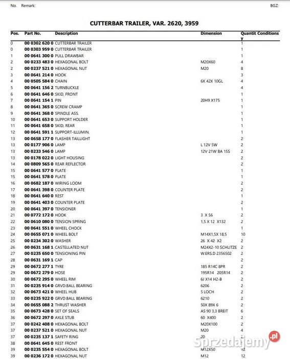 Katalog części CLAAS Dominator 106 Zduńska Wola