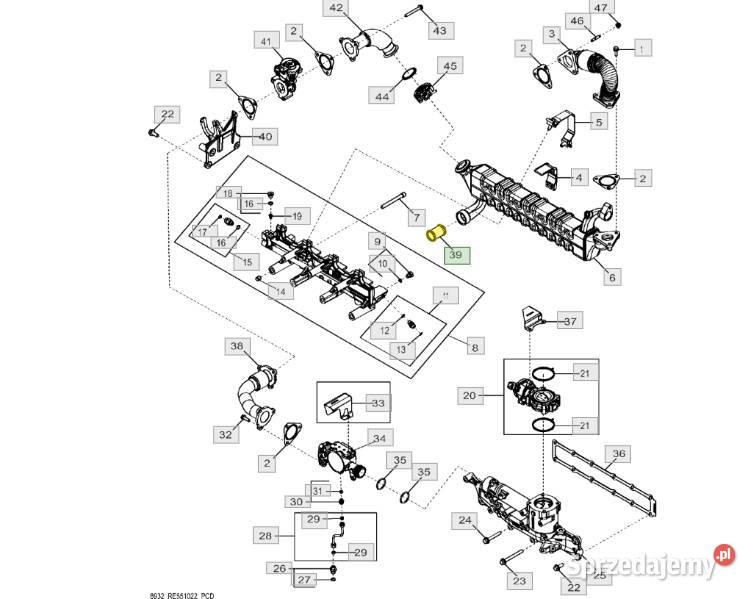 Rurka pośrednia pompy wody John Deere R528313 Białystok