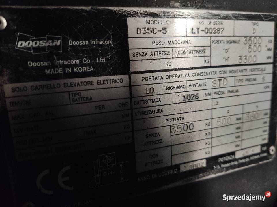 wózek widłowy Doosan Toyota Linde 35 3 25 2007 Maków Podhalański