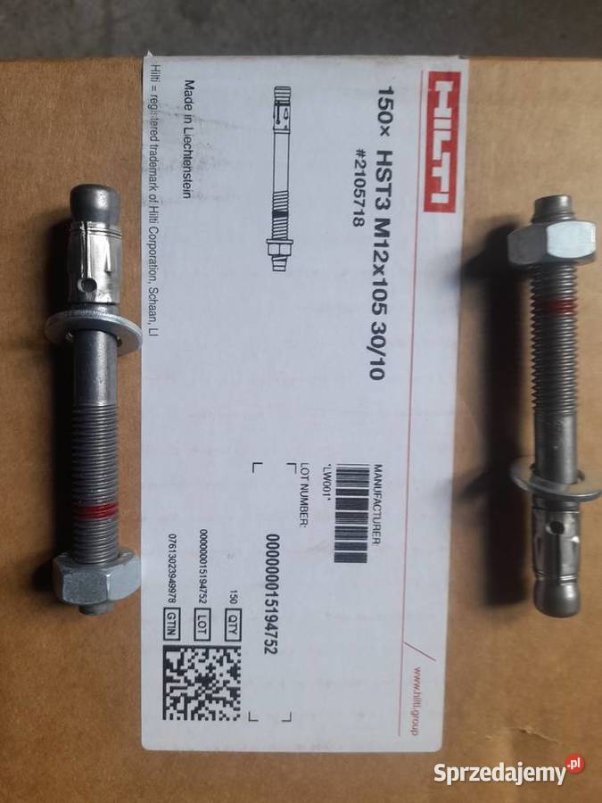 Kołki rozporowe hilti metalowe do betonu fi Puławy sprzedam