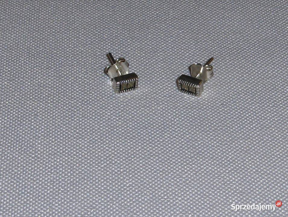 WKruk Srebrne kolczykiwkręty z markazytami Łódź