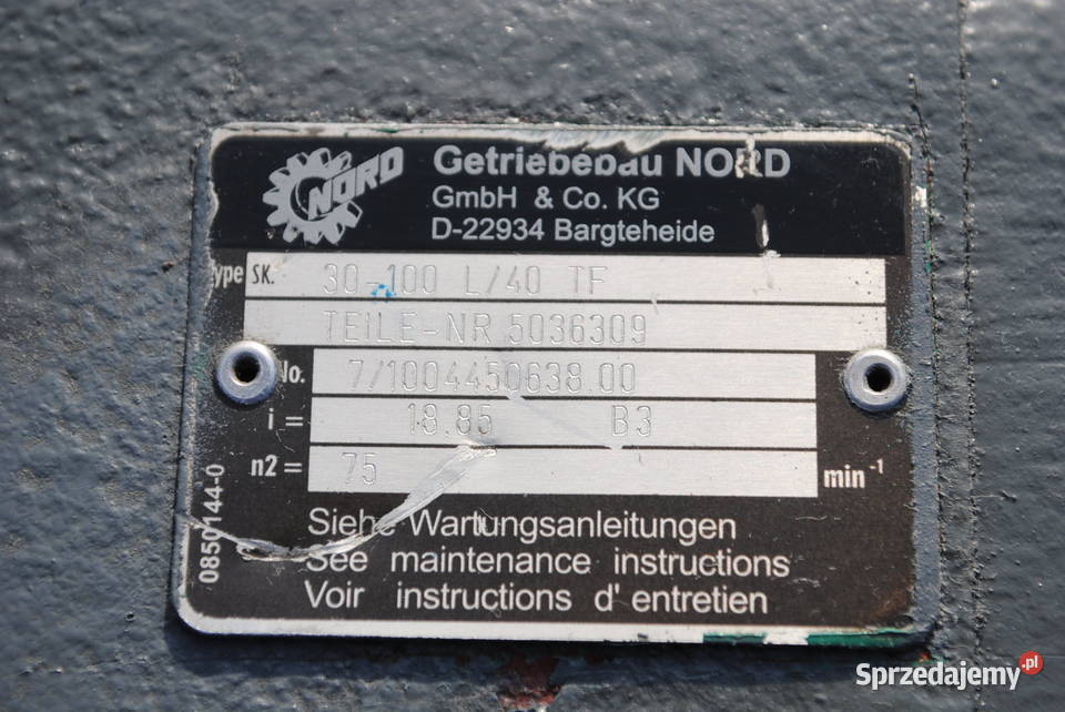 Motoreduktor 15kw 75obrmin Firmy NORD Kargowa
