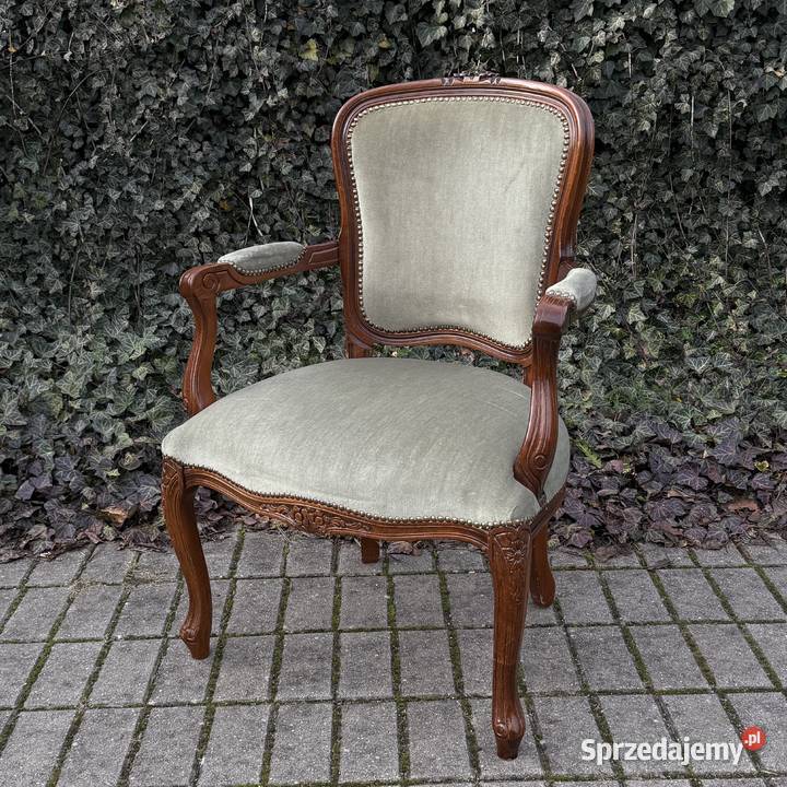 ARTexpert Wygodny Pałacowy fotel Ludwik welur Dobrzany