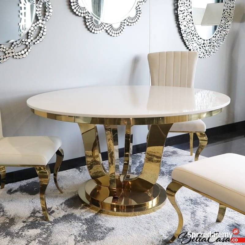 Stół okrągły glamour do jadalni Emily Gold 75cm Warszawa sprzedam