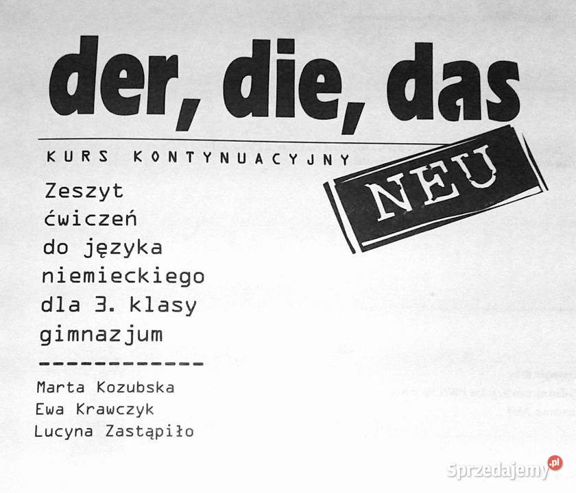 Der die das Neu 3 Zeszyt ćwiczeń Kurs Rok wydania 2008 Chełm