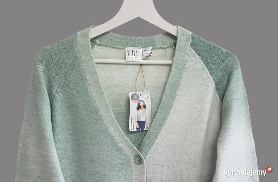 Damski ciepły zielony ombre sweter z długim