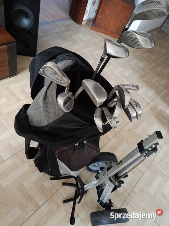 Kije Golfowe 15 sztuk z Wózkiem Torba i Drawski Młyn