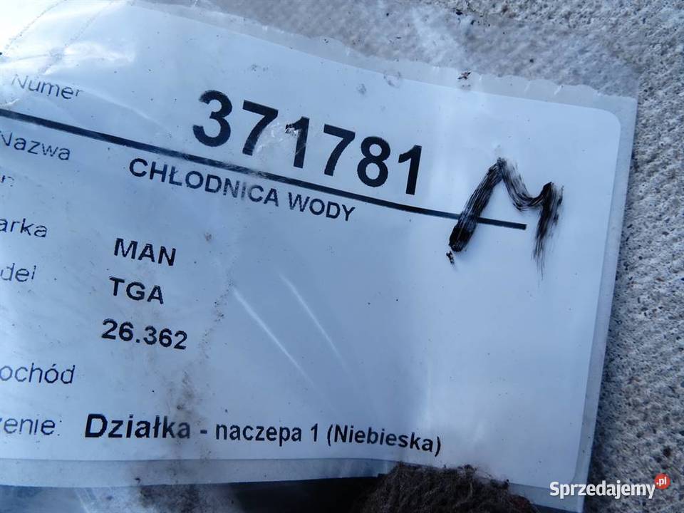 CHŁODNICA WODY MAN TGA RADIATOR ciężarowe Chłodnie wody sprzedam