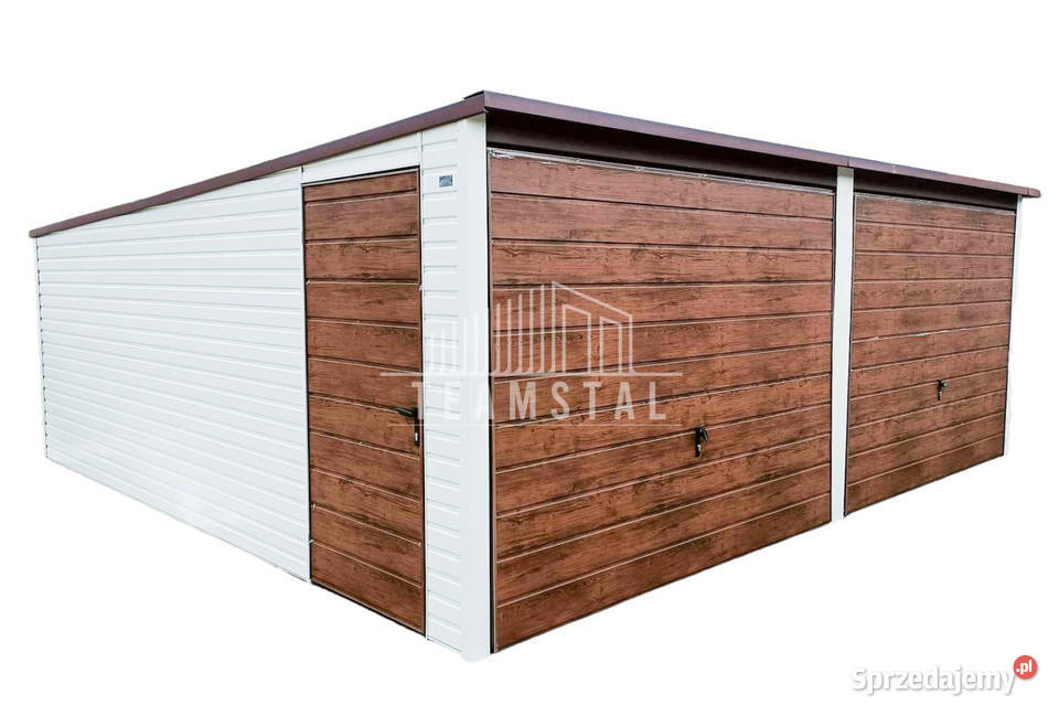 GARAŻ BLASZANY 6m x 6m spad tył 2x Brama drzwi Nieruchomości Elbląg