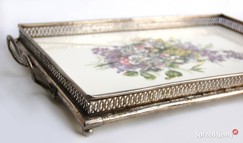 Patera secesyjna Secesja ceramika metal kwiaty wielokolorowy lubelskie