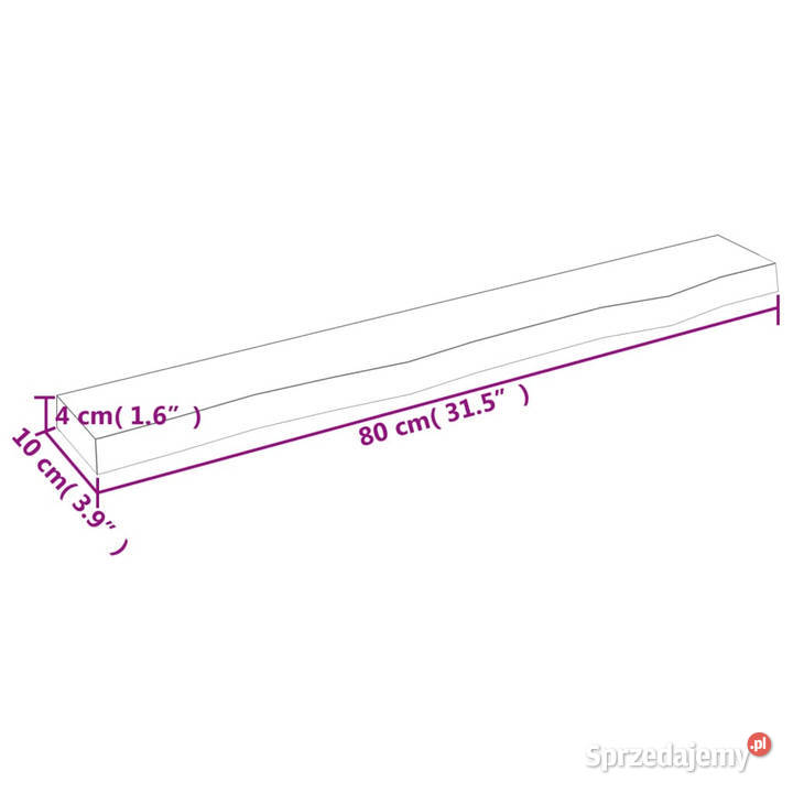 Półka 80x10x4 surowe lite drewno dębowe WM363537 sprzedam