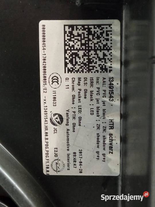 TAPICERKA BOCZEK PRAWY TYŁ HB 3074198RH Opel