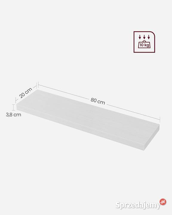 Półka ścienna 20x80x38 biały klon Półki Ruda Śląska