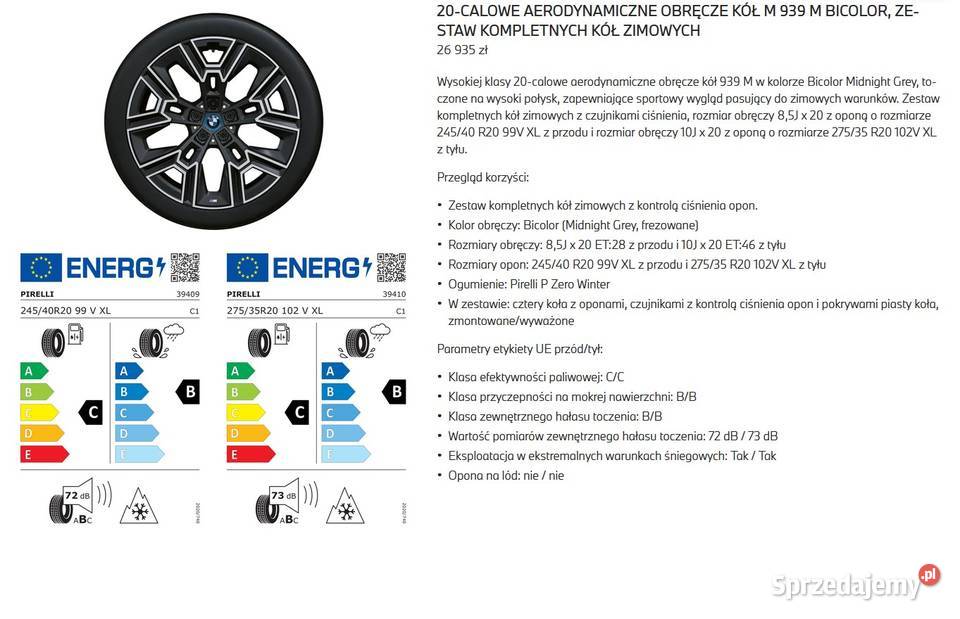 NOWE Oryginalne koła zimowe 20 BMW 939M 5 i5 G60 warmińsko-mazurskie Olsztyn