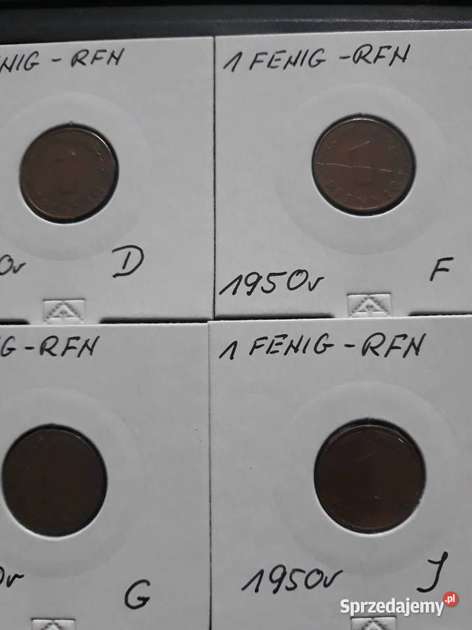 1 Fenig RFN 1950 r men DFGJ zestaw wielkopolskie