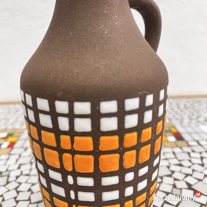 Ceramiczny wazon z uchem Strehla Keramik Niemcy wielokolorowy Warszawa