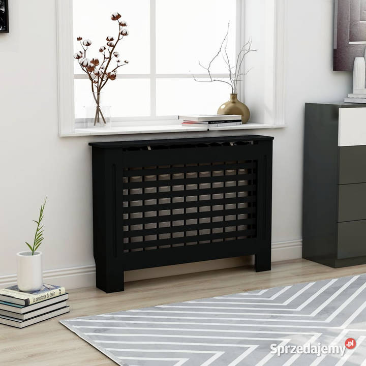 Osłona na kaloryfer czarna 112x19x815 MDF