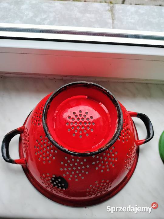 Cedzak durszlak czerwony prl Choszczno